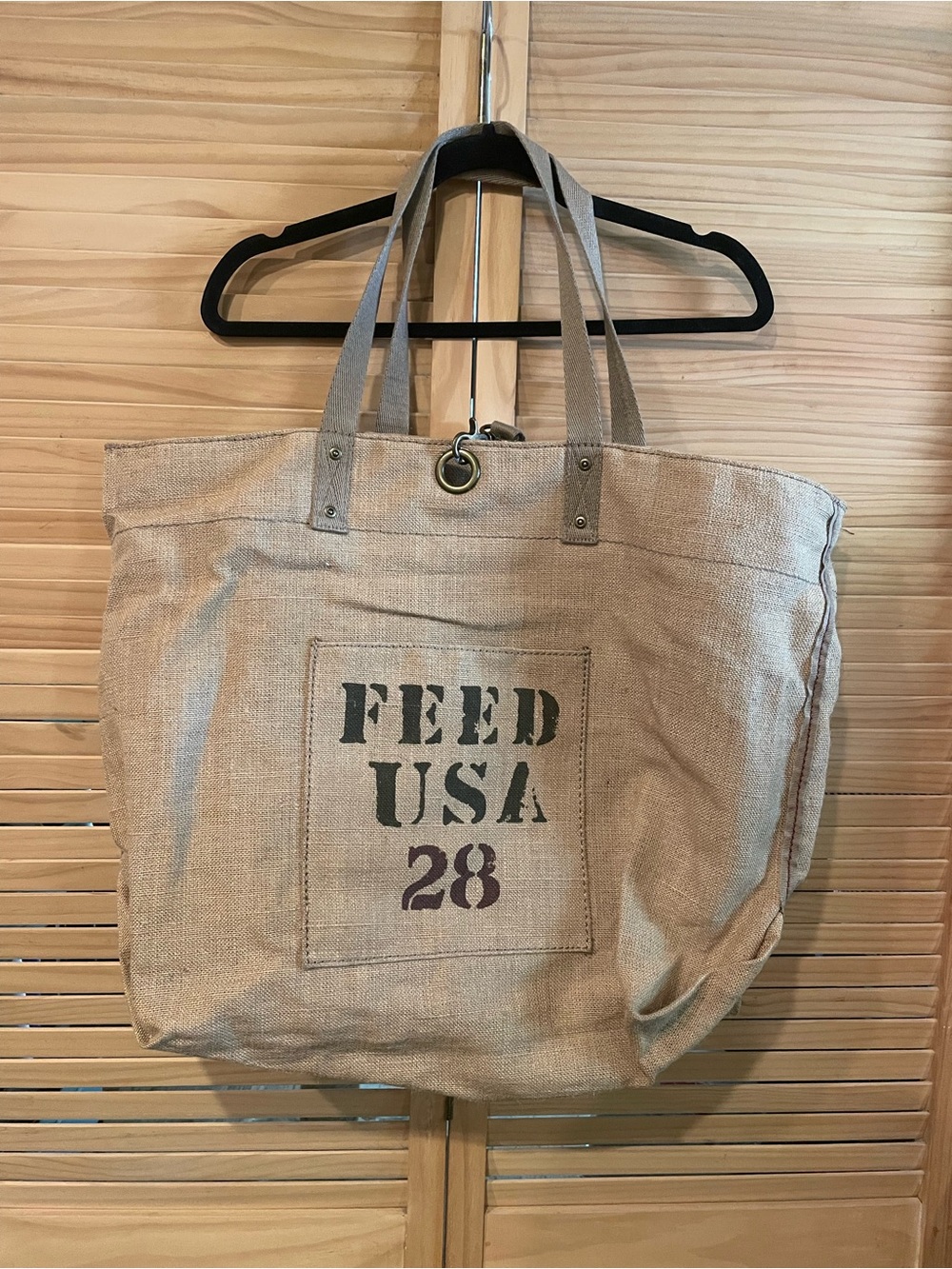FEED Target USA 28 Natural Jute large Tote Bag